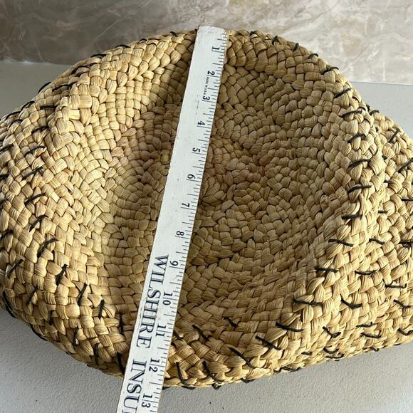 ROXY Straw Oversize Tote Bag With Double Handles Tie Closure - Picture 10 of 14